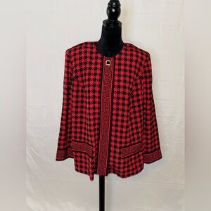 Andrea Gale Vintage Red and Black Geometric Design Blouse